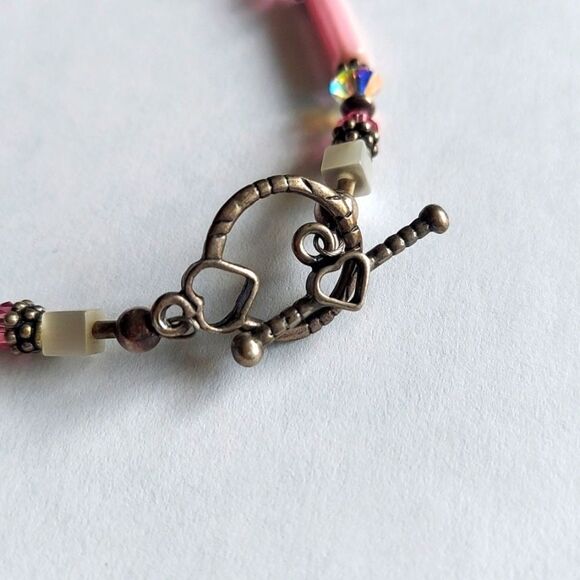 Swarovski Crystal & Silver Breast Cancer Awareness Bracelet - Picture 3 of 8